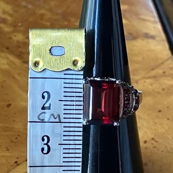 Red Labradorite Vermelho Red Garnet Sterling Silver Ring Size 6 - Picture 7 of 9